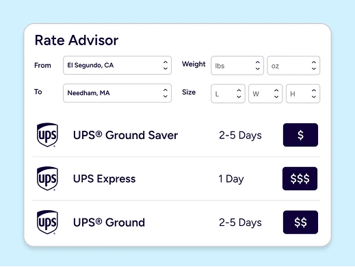 rate advisor ui