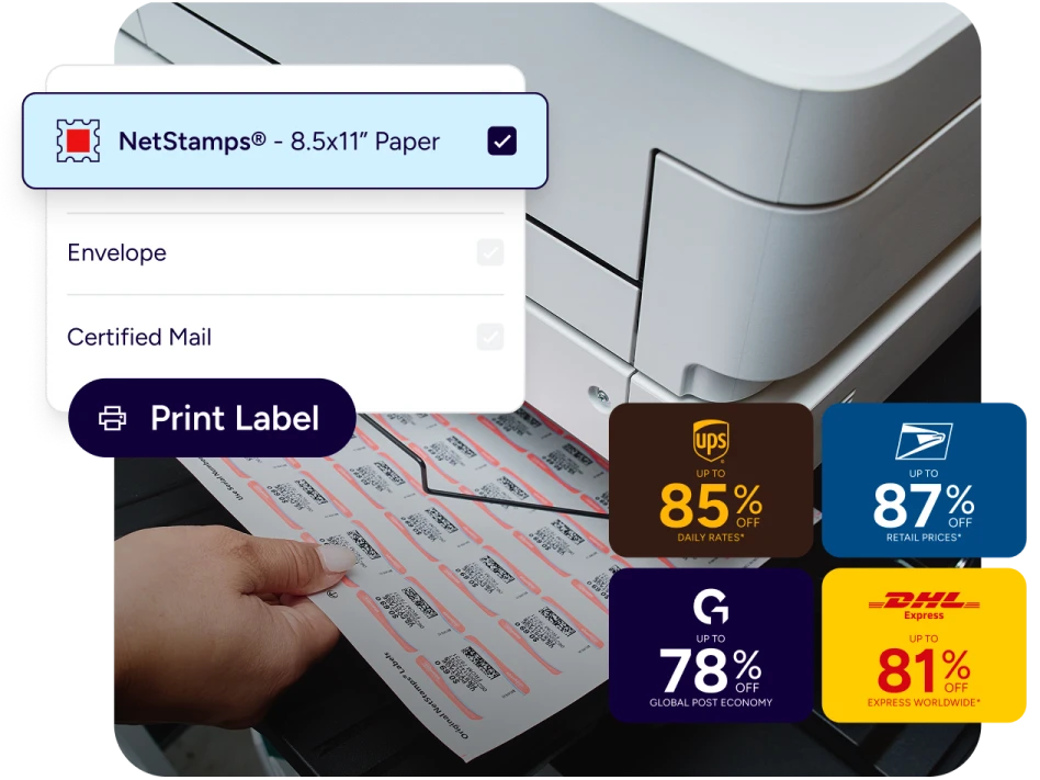 Print stamps and get discounted shipping rates