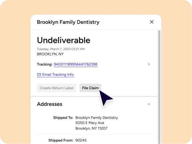 Undeliverable package update